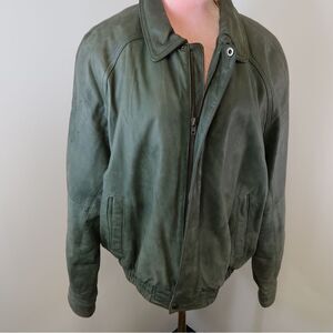 Bellissimo Cooper Green 100% Genuine Leather Bomber Jacket